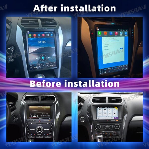安装前后 12.1 inch Car radio For Ford Explorer 2011-2019