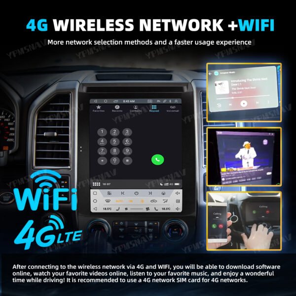 12.1 Inch Qualcomm Car Radio For Ford Raptor F150 F250 F350 2015-2021