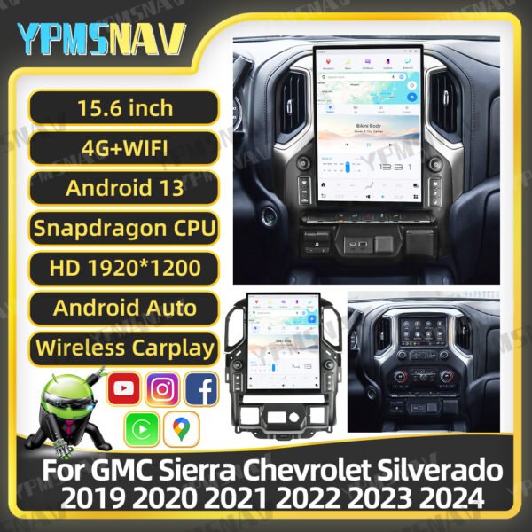 主图 15.6 InchAndroid Car Radio For GMC Sierra Chevrolet Silverado 2019-2023