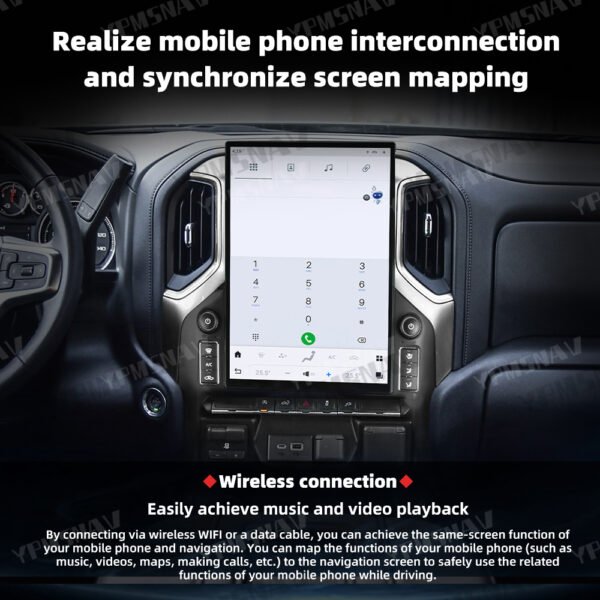 15.6 InchAndroid Car Radio For GMC Sierra Chevrolet Silverado 2019-2023