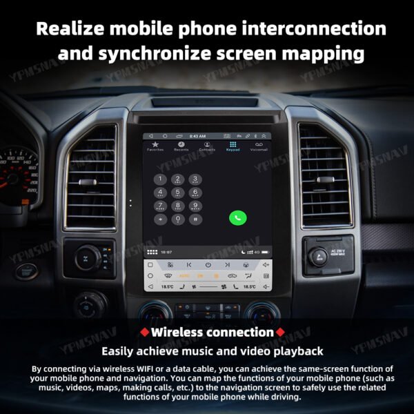 12.1 Inch Qualcomm Car Radio For Ford Raptor F150 F250 F350 2015-2021