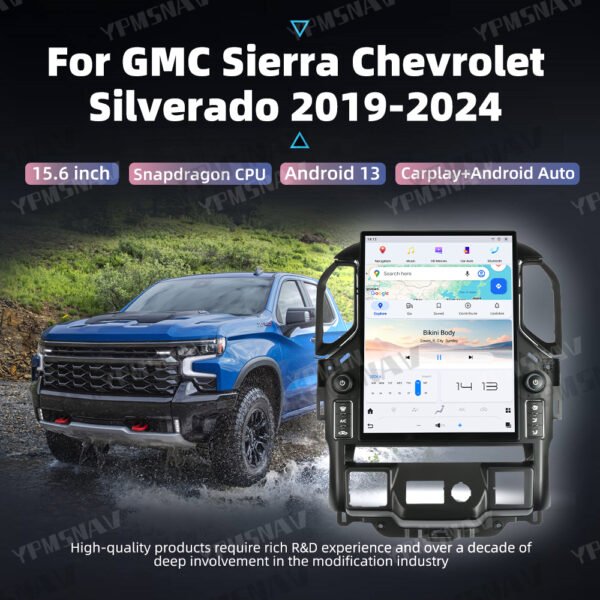 15.6 InchAndroid Car Radio For GMC Sierra Chevrolet Silverado 2019-2023