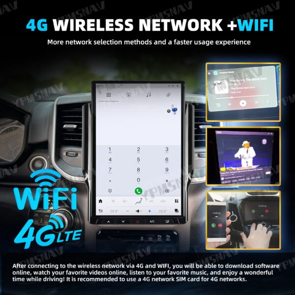 14.4 Inch Car Radio For Dodge Ram 1500 2500 3500 2019-2024