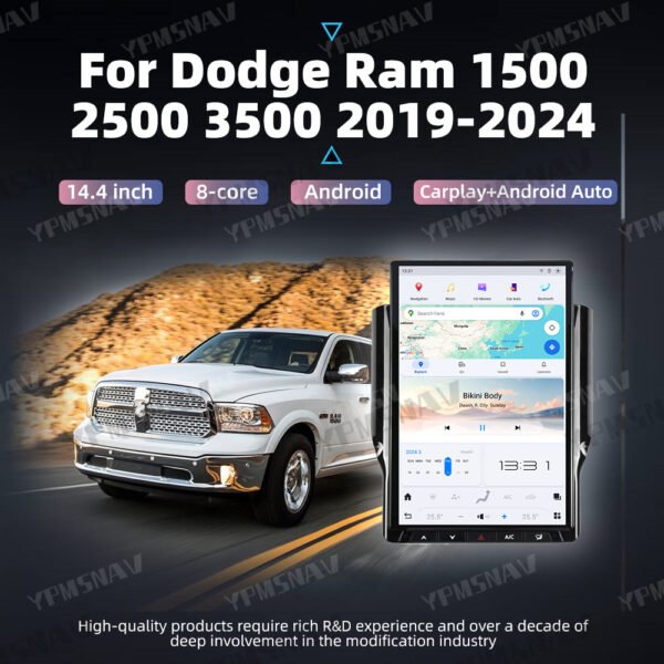 14.4 Inch Car Radio For Dodge Ram 1500 2500 3500 2019-2024