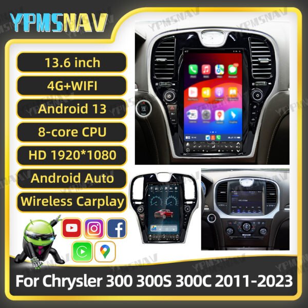 13.6 Inch Car Radio For Chrysler 300 300S 300C 2011-2023