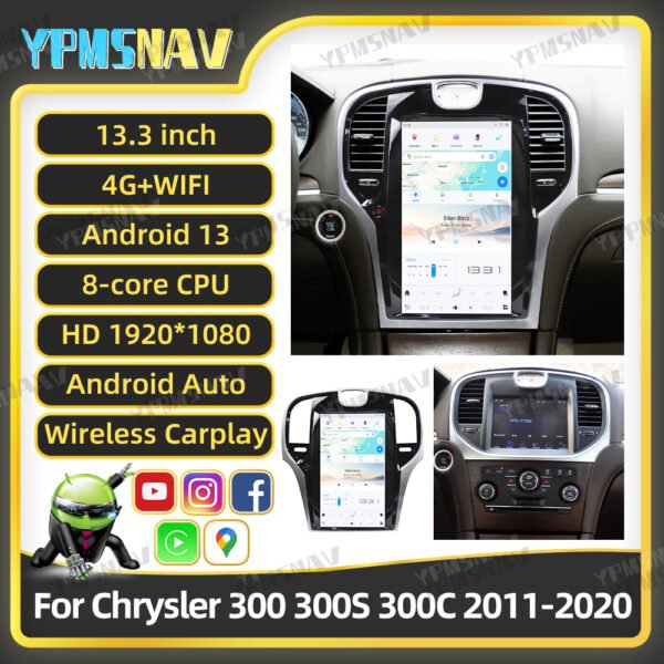 13.3 Inch Car Radio For Chrysler 300 300S 300C 2011-2023