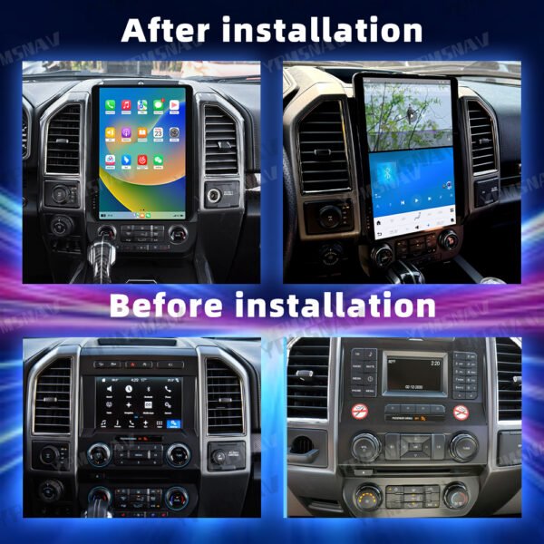 安装前后 14.4 Inch Car Radio For Ford Raptor F150 F250 F350 2015-2021